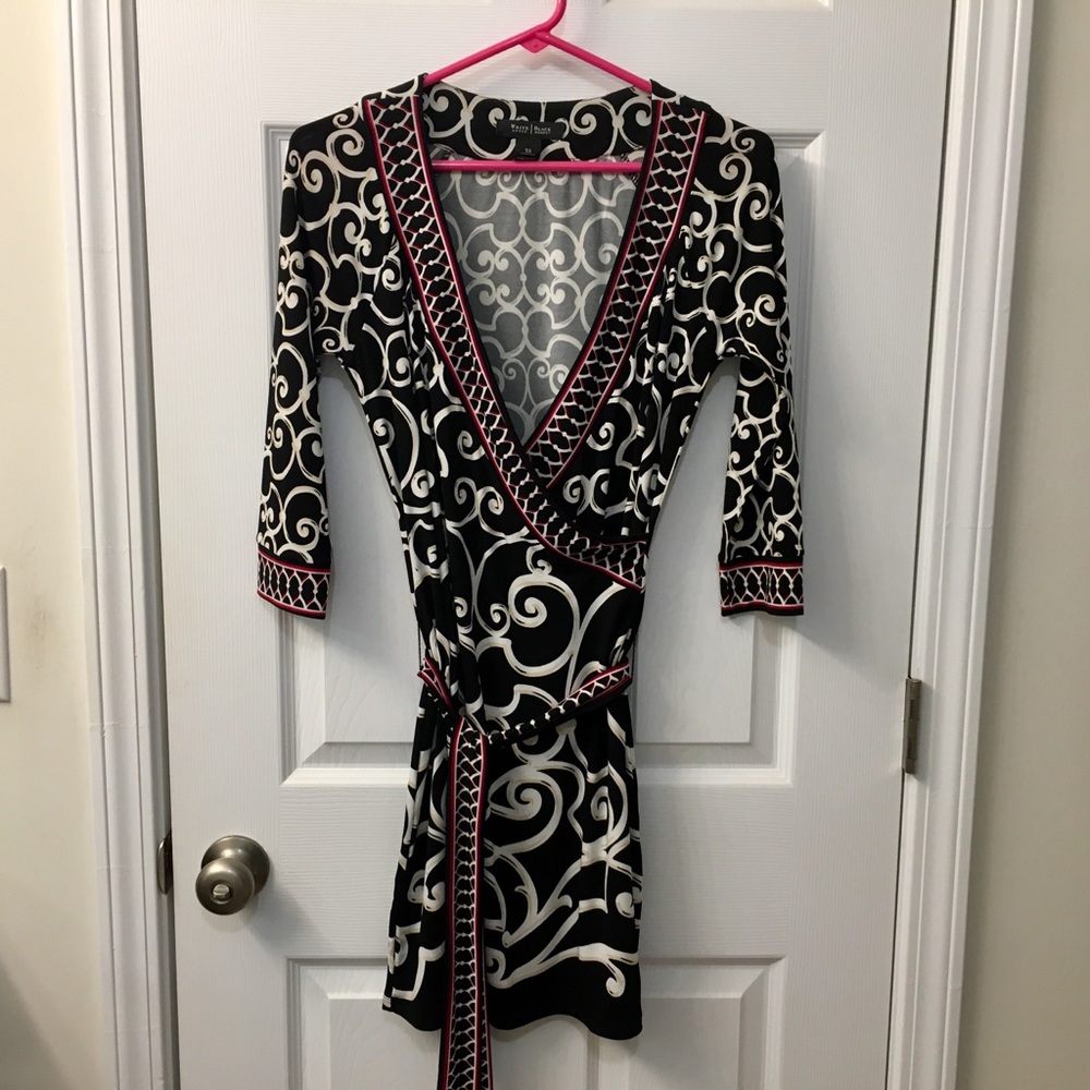 WHBM scroll print faux wrap dress - XS